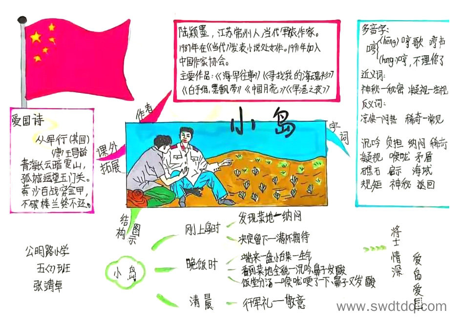 五年级语文课文《小岛》思维导图-第5张