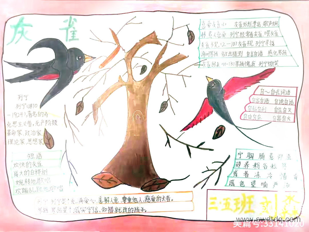 四年级上册语文《麻雀》思维导图精选-第6张