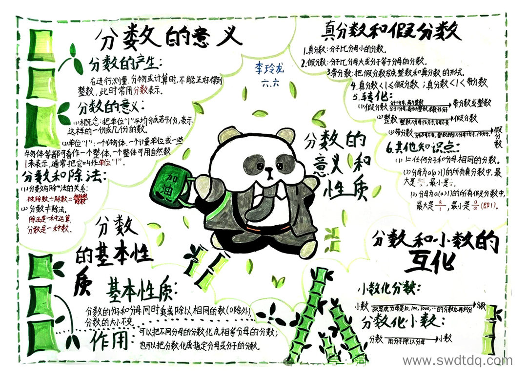 五年级《分数的意义和性质》必考知识点思维导图-第1张