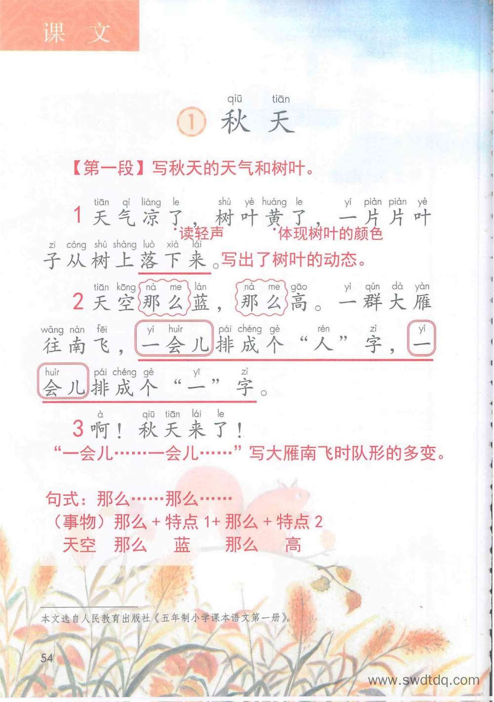 《秋天》课堂笔记